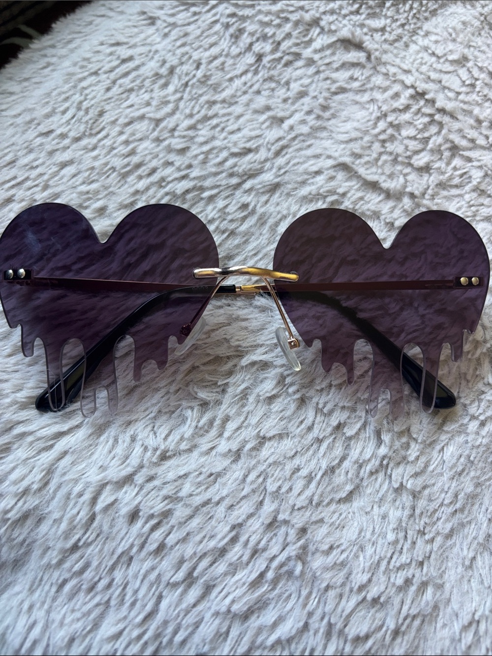 Drip Heart Rimless Sunglasses — Purple